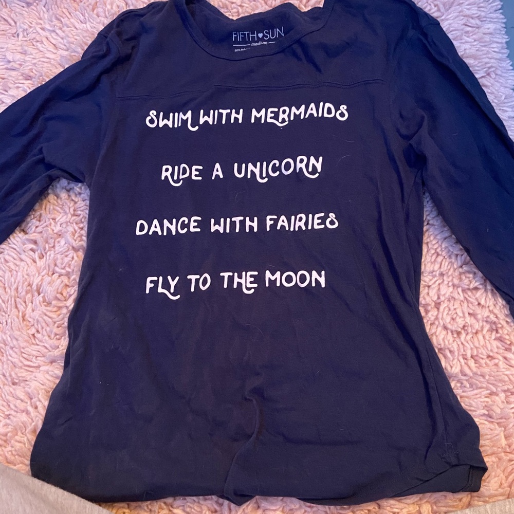 dark blue graphic shirt